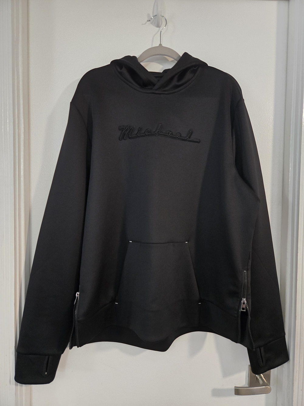 Michael Kors Black Embroidered Logo Hooded Sweatshirt